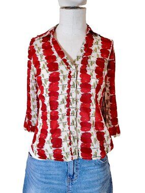 Anthropologie We Love Vera Apple Button up Shirt Size XS